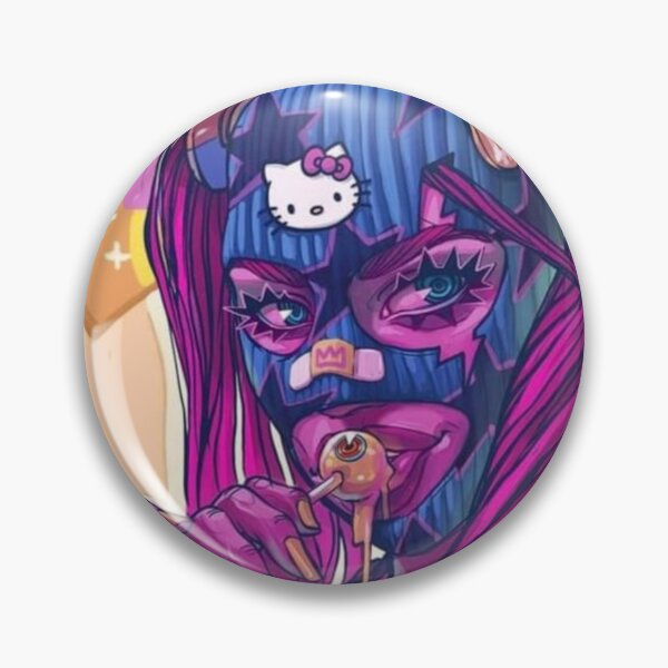 Item preview, Colored Purple Hair Gangsta Mask Super Hero Woman Fantasy Lollipop Bitcoin Cat  Cool Boho   designed and sold by DaniVi.