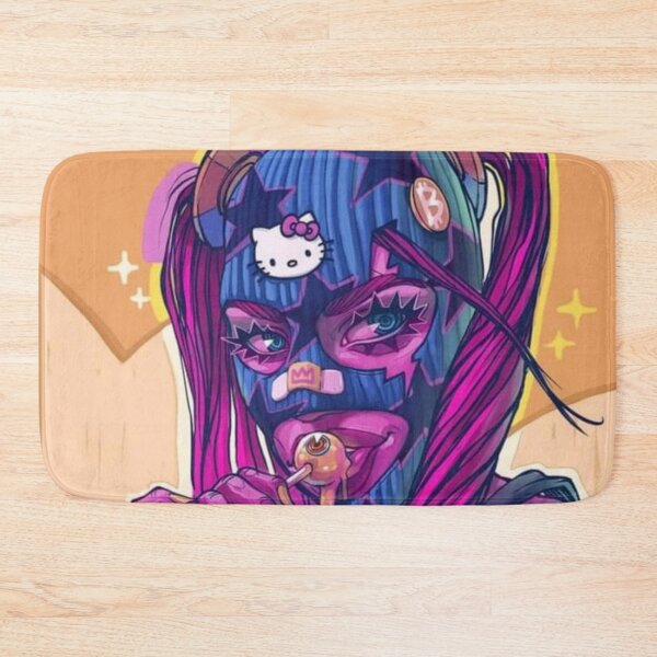 Item preview, Colored Purple Hair Gangsta Mask Super Hero Woman Fantasy Lollipop Bitcoin Cat  Cool Boho   designed and sold by DaniVi.
