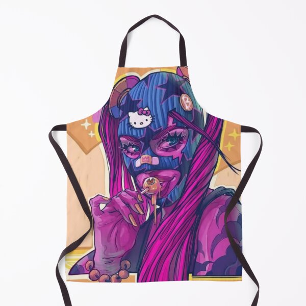 Item preview, Colored Purple Hair Gangsta Mask Super Hero Woman Fantasy Lollipop Bitcoin Cat Cool Boho designed and sold by DaniVi.