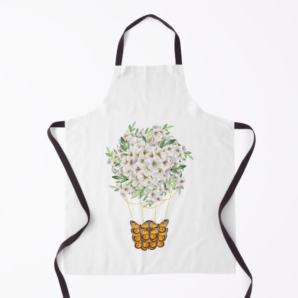 Item preview, Hot air balloon with romantic apple flower blossom and orange butterflies designed and sold by HappyNoireArt.