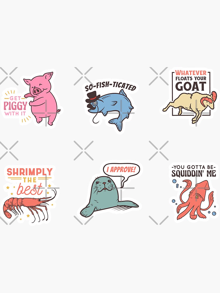Cute Animals Pun Quotes Sticker Pack\