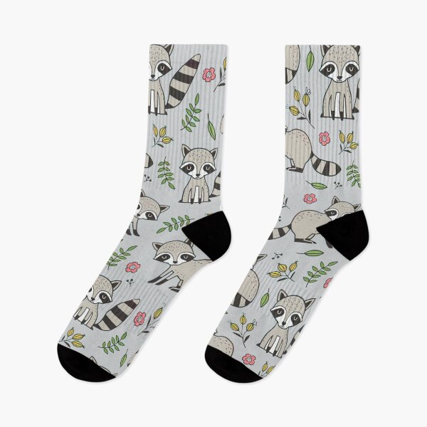 Item preview, Raccoons Floral On Gray designed and sold by SweetThreads79.