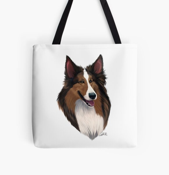 Shetland (Sheltie) Sheepdog Caricature All Over Print Tote Bag