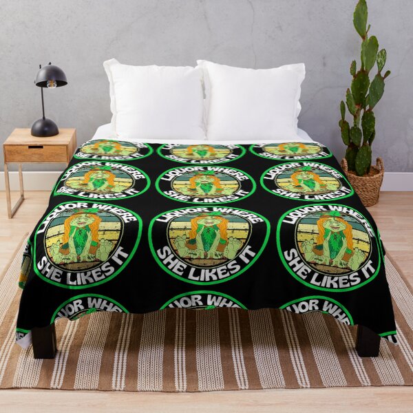 Item preview, Funny Vintage Liquor Where She Likes It Round Creepy Green Trolls Loves Liquor designed and sold by RGRamsey.