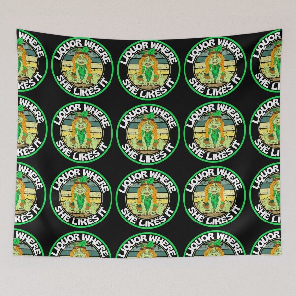 Item preview, Funny Vintage Liquor Where She Likes It Round Creepy Green Trolls Loves Liquor designed and sold by RGRamsey.