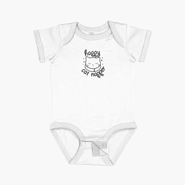 Baby body with slogan - Happy Cat Napper Short Sleeve Baby One-Piece