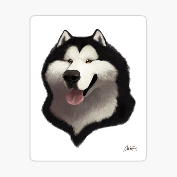 Alaskan Malamute Caricature Sticker