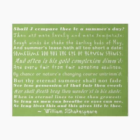 Item preview, Shakespeare's Sonnet 18 in Greenery designed and sold by IdeaJones.