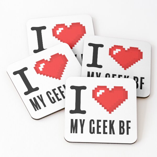 Item preview, I Love(pixelated heart) my geek bf designed and sold by Code  Monkeys.