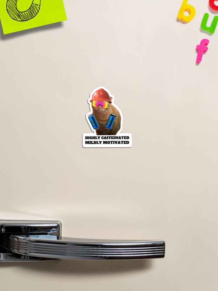Thumbnail 1 of 3, Magnet, Highly caffeinated designed and sold by Catwithhardhat.