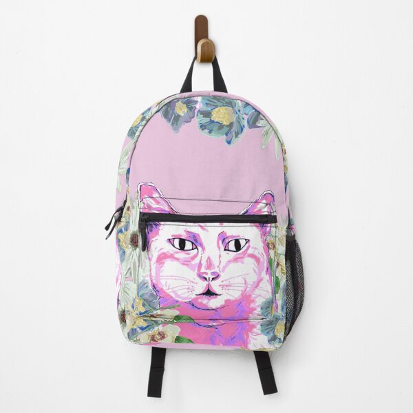 Item preview, Cat with flora on pink designed and sold by Rebeccasdigart.