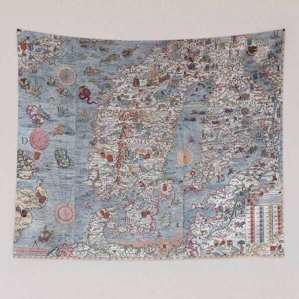 Item preview, Carta marina, a wallmap of Scandinavia, by Olaus Magnus, 1539 - Map Print designed and sold by vintagemapstore.
