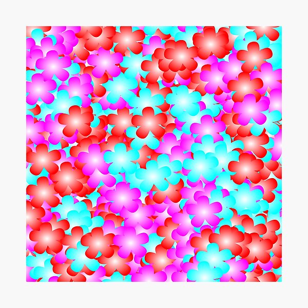 blossoming red, pink, aqua Photographic Print