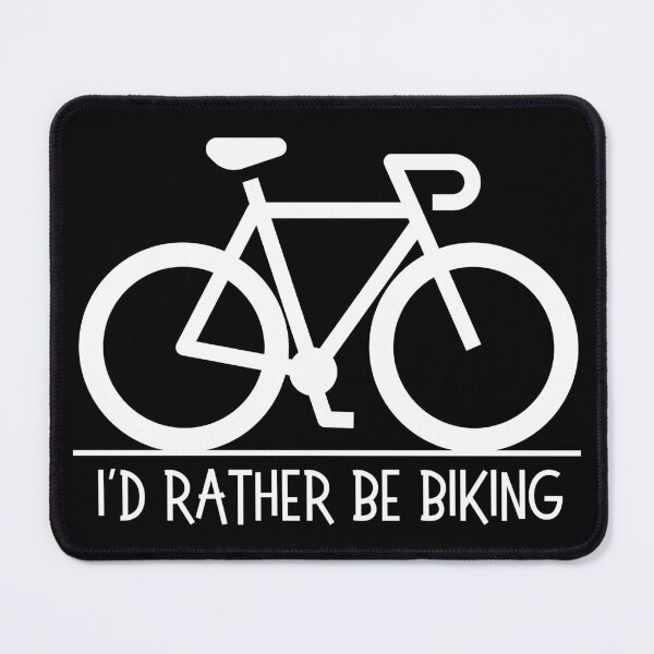 Item preview, I'd rather be biking. Road bike silhouette, text, capitals. White designed and sold by JellyBeenzz.