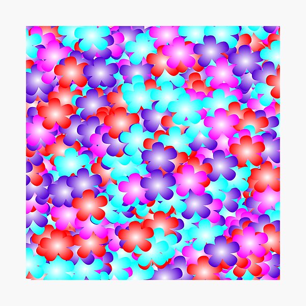 flowers red, pink, violet, aqua Photographic Print