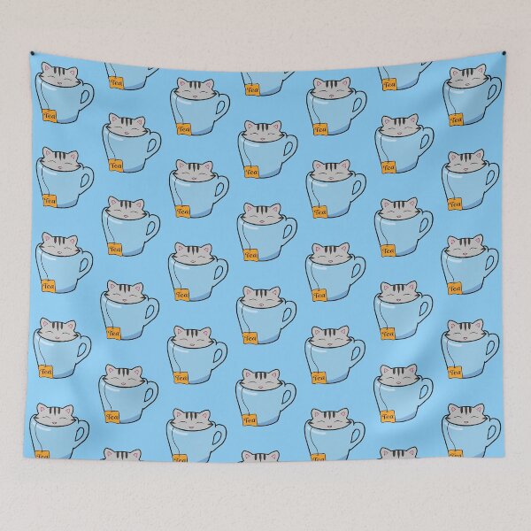 Item preview, Tabby Cat in a Blue Tea Cup designed and sold by Purr95.