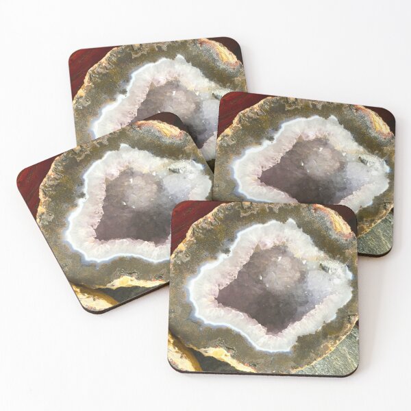 Item preview, White and pink Geode pattern  designed and sold by Monika Howarth.