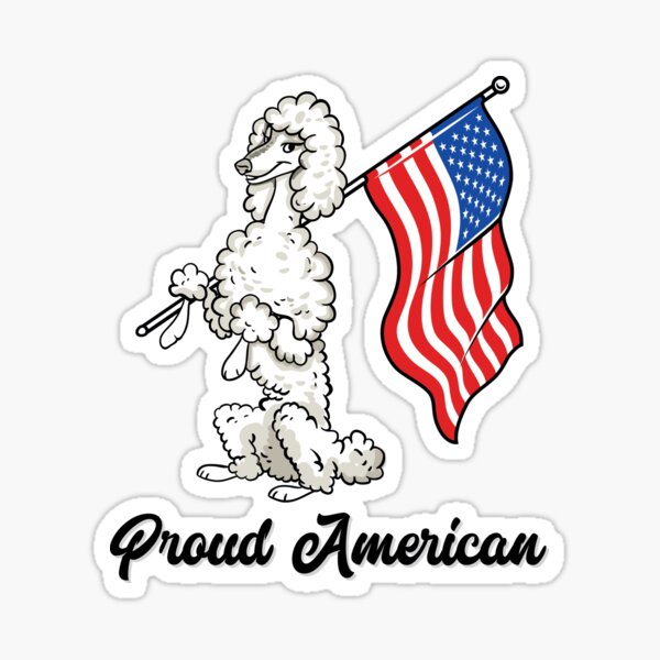 White Standard Patriot Poodle Sticker