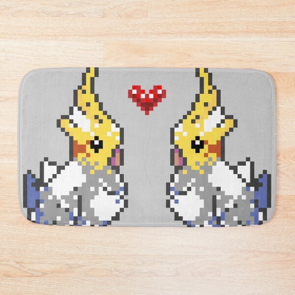 Item preview, Cockatiel Mutations: Pied Couple | Love Valentines Birbs Parrot Birbs Pixel 8bit Birds designed and sold by SugaredTea.
