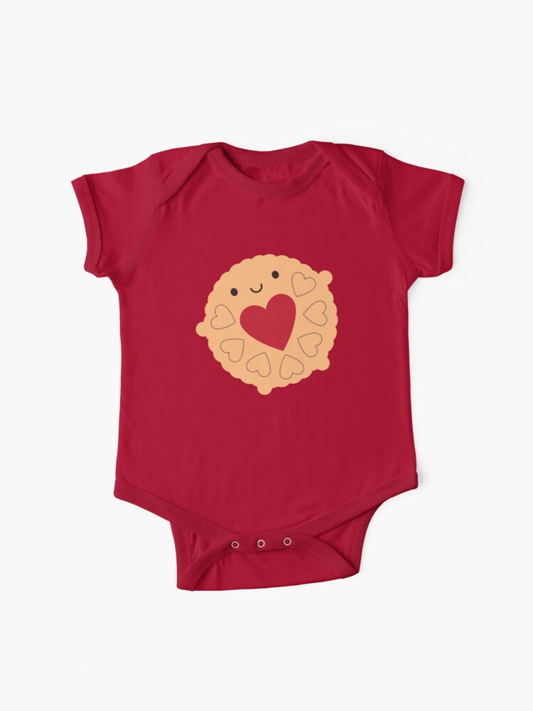 Thumbnail 1 of 2, Baby One-Piece, Kawaii Jammie Dodger Biscuit designed and sold by Marceline Smith.