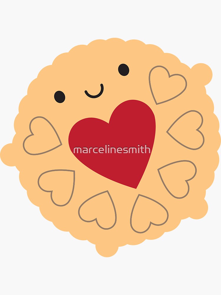 Thumbnail 3 of 3, Sticker, Kawaii Jammie Dodger Biscuit designed and sold by marcelinesmith.