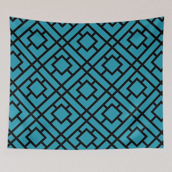 Item preview, Black and Aqua Tessellation Line Pattern 24 Pairs DE 2022 Popular Color Tropical Lagoon DE5781 designed and sold by ColorOfTheYears.