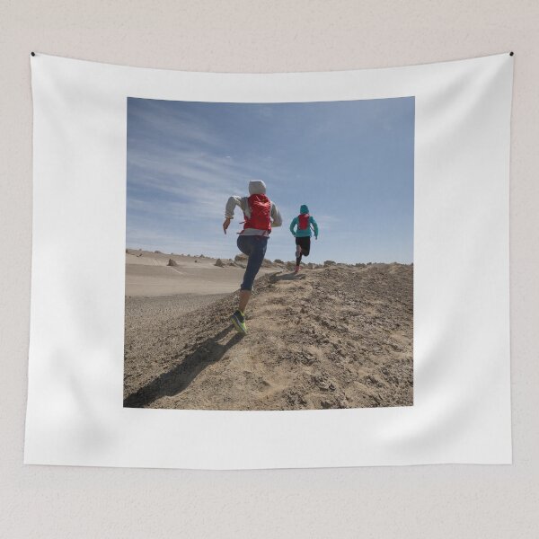 Item preview, Two Women Trail Runners Cross Country Running In The Desert. Desert And Sand Aesthetic Novelty Design designed and sold by Silver Medal.