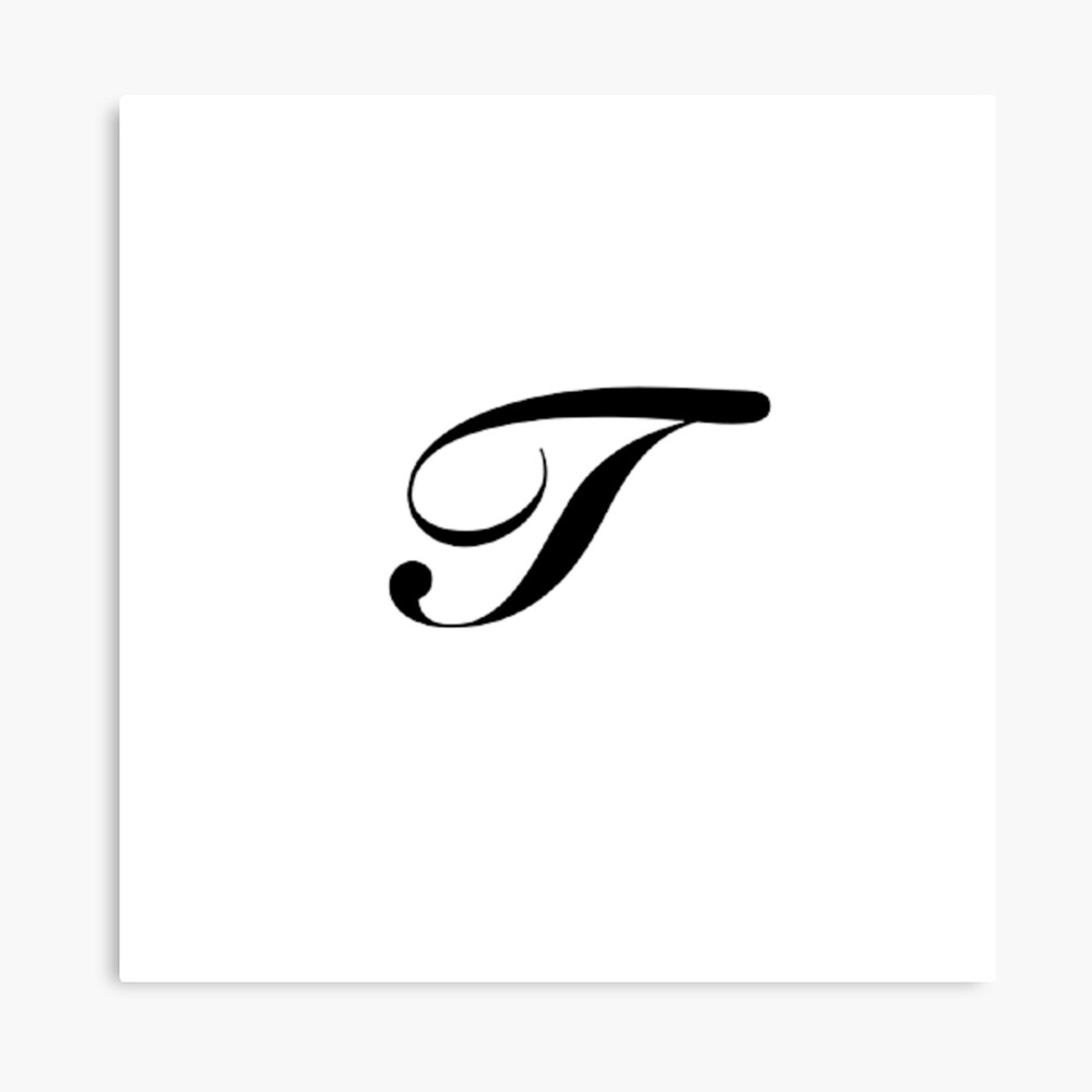 letter t in big cursive font canvas print by comfycloud redbubble