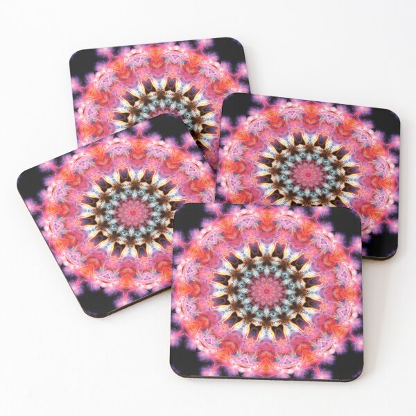 Item preview, Fractal mandala in amber, pink, and grey-green designed and sold by effervescence.