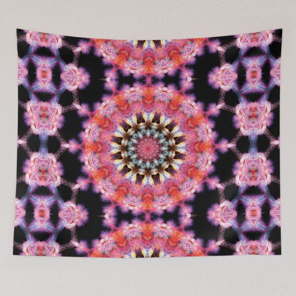 Item preview, Fractal mandala in amber, pink, and grey-green designed and sold by effervescence.