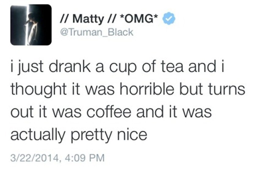 "Matty Healy Coffee Tweet Mug" by Callum Hutchings  Redbubble