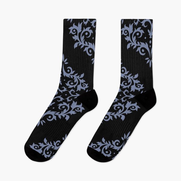 Item preview, Black and Blue Simple Damask Scroll Pattern Pairs DE 2022 Popular Color Enchanting Sky DE5900 designed and sold by ColorOfTheYears.
