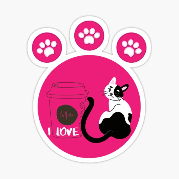 Cat with coffee Sticker