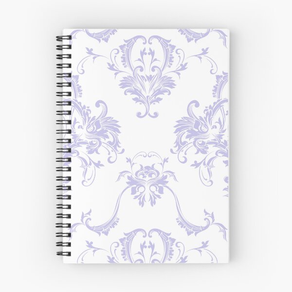 Artikelvorschau, White and Purple Damask Scroll Baroque Pattern Pairs DE 2022 Popular Color Violet Gems DE5940 entworfen und verkauft von ColorOfTheYears.