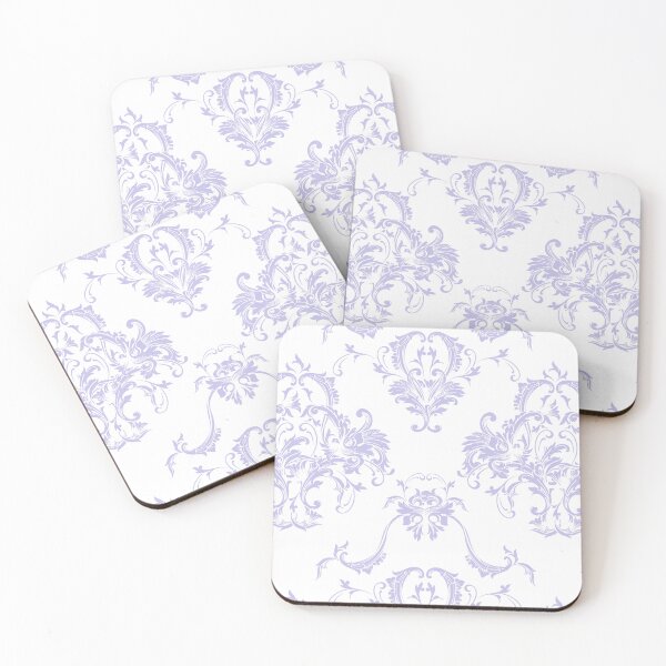 Item preview, White and Purple Damask Scroll Baroque Pattern Pairs DE 2022 Popular Color Violet Gems DE5940 designed and sold by ColorOfTheYears.