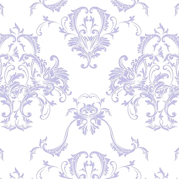Vorschaubild zum Design White and Purple Damask Scroll Baroque Pattern Pairs DE 2022 Popular Color Violet Gems DE5940 von ColorOfTheYears