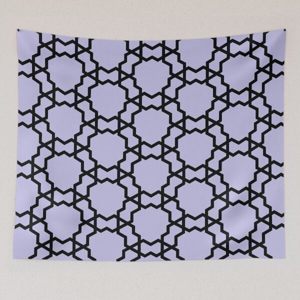 Artikelvorschau, Black and Purple Overlapping Shape Tile Pattern Pairs DE 2022 Popular Color Violet Gems DE5940 entworfen und verkauft von ColorOfTheYears.