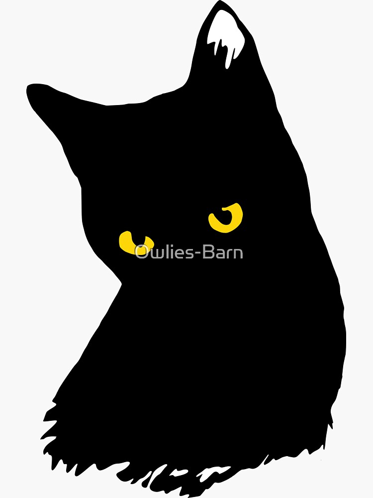 Cute Spooky Black Cat Halloween Funny Yellow Eyes 🐈‍⬛Sticker Decal