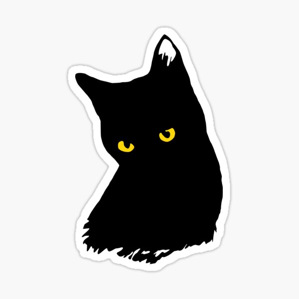 Cute Spooky Black Cat Halloween Funny Yellow Eyes 🐈‍⬛Sticker Decal