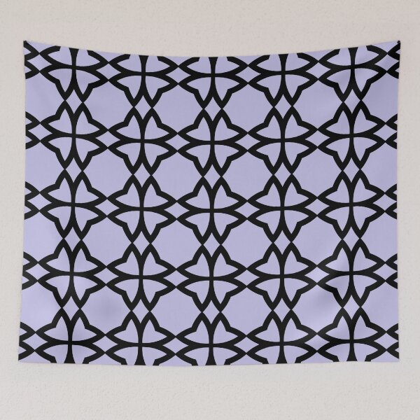 Artikelvorschau, Black and Purple Symmetrical Flower Pattern Pairs DE 2022 Popular Color Violet Gems DE5940 entworfen und verkauft von ColorOfTheYears.