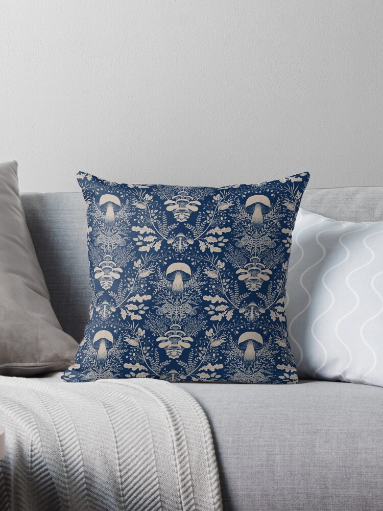 Blue damask online pillows