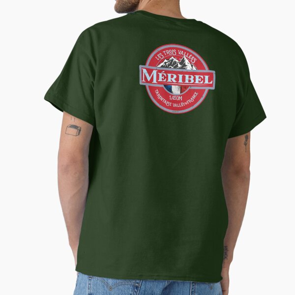 Item preview, Meribel Ski France Skiing Alps Sticker T-Shirt 02 designed and sold by OuterShellUK.
