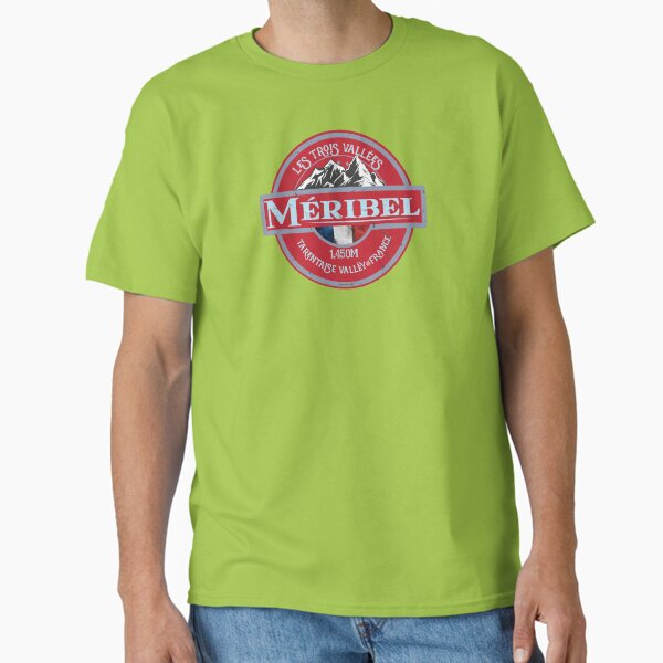 Item preview, Meribel Ski France Skiing Alps Sticker T-Shirt 02 designed and sold by OuterShellUK.