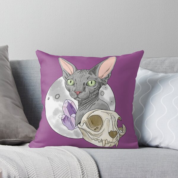 Item preview, Sphynx Cat Moon Skull Amethyst designed and sold by Doodlepet.