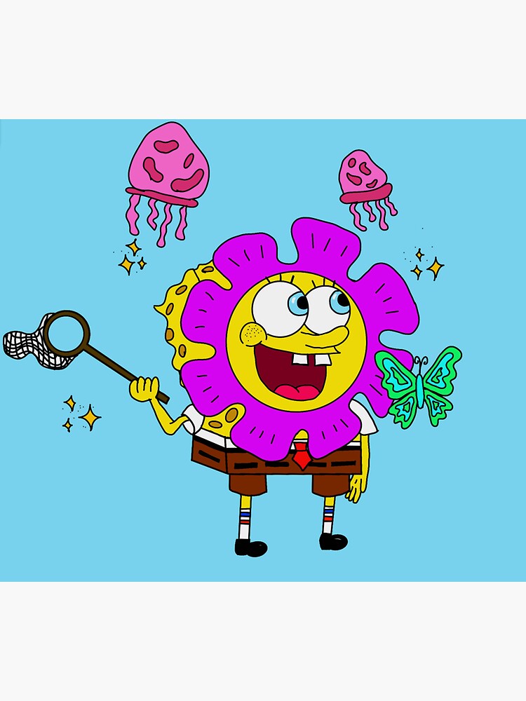 Pegatina «Bob Esponja atrapando destellos y medusas» de lauriedesigns ...