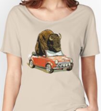 Bison in a Mini. Women's Relaxed Fit T-Shirt