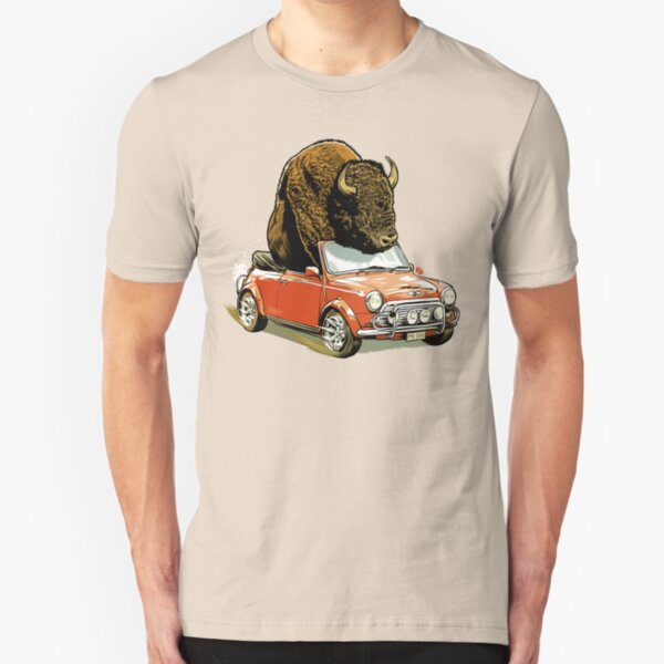 Bison in a Mini. Slim Fit T-Shirt