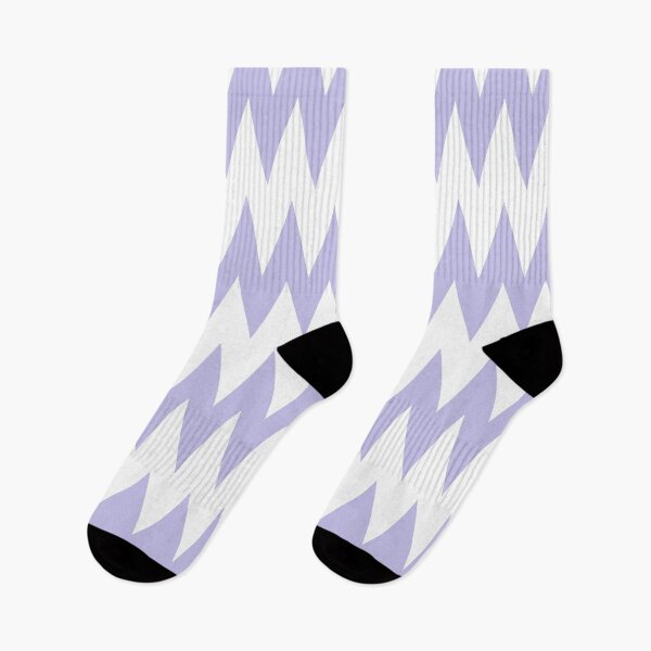 Item preview, White and Purple Zig Zag Horizontal Stripe Pattern Pairs DE 2022 Popular Color Violet Gems DE5940 designed and sold by ColorOfTheYears.