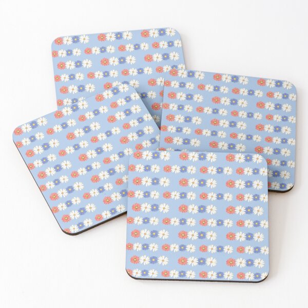 Item preview, Gerber Daisy Floral Striped Pattern on Blue Background designed and sold by infinitygrafix.