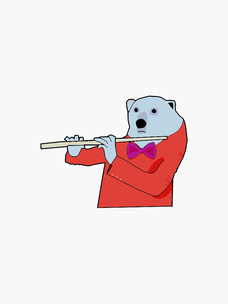 "A bear playing a flute" Sticker for Sale by Floobr01 Redbubble